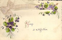 CPA Fantaisie (dessin a la main) Fleurs