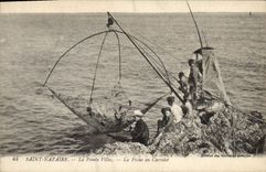 CPA Peche Saint Nazaire La Pointe Villez La peche au Carrelet
