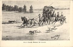 Vuelta del coche de la alameda de la caza del perro de los perros de la POSTAL de la VENDIMIA de la caza