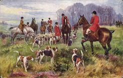 CPA Chiens Chien Chasse a courre Cavaliers The meet