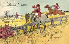 CPA Chiens Chien Chasse a courre Cavaliers 1804