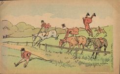 CPA Chiens Chien Chasse a courre Cavaliers