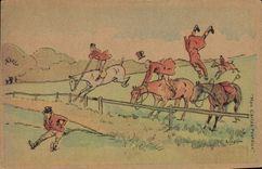 CPA Chiens Chien Chasse a courre Cavaliers