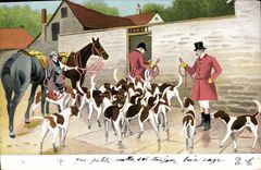 CPA Chiens Chien Chasse a courre Cavaliers