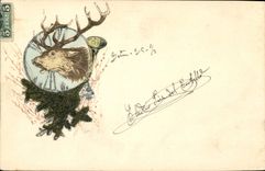 CPA Chiens Chien Chasse a courre Cerf