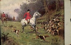 CPA Chiens Chien Chasse a courre Cavaliers