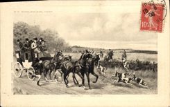 CPA Chiens Chien Chasse a courre Halali 