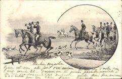 CPA Chiens Chien Chasse a courre Cavaliers