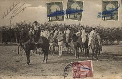 VINTAGE POSTCARD Militaria Tunisia Arab Riders Goum of Zibans