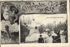 CPA Fantaisie Lune Carnaval d'Aix 1912 Mars communiquant avec la terre