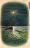 VINTAGE POSTCARD Fantasy the Moon Boat