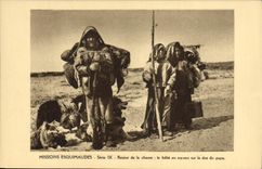 VINTAGE POSTCARD Polaire Eskimo Missions Return of hunting the baby transversely on say of the dad