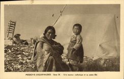 VINTAGE POSTCARD Polar Eskimo Missions a catholic mom and her little girl