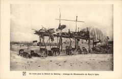 CPA Polaire En route pour le detroit de Behring Attelage du missionnaire de Mary's igloo Chiens Chien
