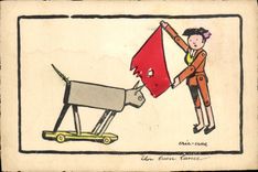 VINTAGE POSTCARD Fantasy Illustrator Corride Bull