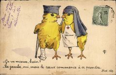 VINTAGE POSTCARD Fantasy Illustrator Chicks Red Cross Nurse