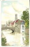 VINTAGE POSTCARD Fantasy Bruges Illustrator the Green quay