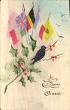 VINTAGE POSTCARD Fantasy (drawing with the hand) Flags