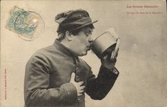 CPA Fantaisie la bonne Gamelle Militaria 