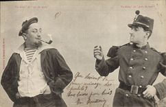 CPA Fantaisie Marin Soldat Militaria 