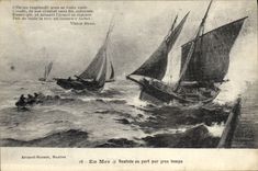 CPA Peche En mer Rentree au port par gros temps Bateaux