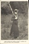 CPA Chien Chiens Chasse Femme Fusil 