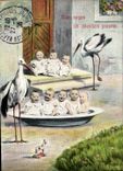 VINTAGE POSTCARD Fantaisie Quite wise Child Baby they await taking Cigogne