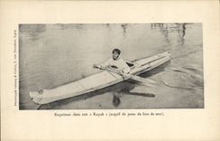 VINTAGE POSTCARD Polar Eskimo in his kayak Wherry of skin of lion D sea