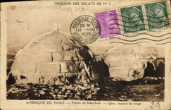 CPA Polaire Amerique du Nord palais de blancheur Iglou Maison de neige