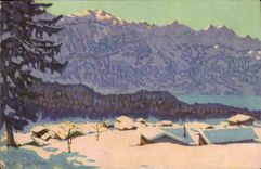 VINTAGE POSTCARD Fantasy Illustrator Mountain pastures