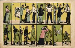 VINTAGE POSTCARD Fantasy Illustrator pleasures of the New Year's Day