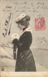 VINTAGE POSTCARD Fantasy Illustrator Woman the winter