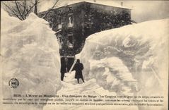VINTAGE POSTCARD Auvergne Folklore the winter in mountain a snow-drift in snow