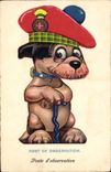 VINTAGE POSTCARD Dog Post Dogs off observation