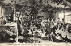 CPA Militaria Sante Dispensaire Ecole de la Societe de Secours aux Blesses Militaires Arbre de Noel 1907