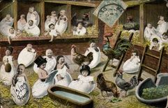 VINTAGE POSTCARD Fantasy Child Baby Cock