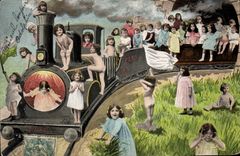 CPA Fantaisie Enfant Bebe Train