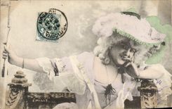 Vintage Postcard Woman Emilly Theater