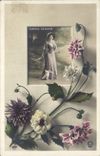 Vintage Postcard Woman Theater Martine Regnier