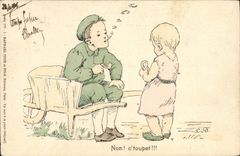 Vintage Postcard Imagination Illustrator Not C cheeck Children Pipe Tobacco