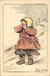 Vintage Postcard Imagination Illustrator Child Orphanage of the Armies