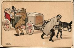 Vintage Postcard Imagination Automobile Caputi Illustrator donkey