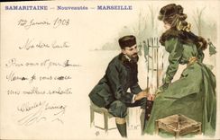 Vintage Postcard Imagination Illustrator Samaritaine Marseilles Woman