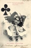 Vintage Postcard Imagination Woman Chart Clover