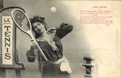 Vintage Postcard Imagination Woman the plays Tennis