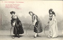 Vintage Postcard Imagination Woman innocent Plays the hoop