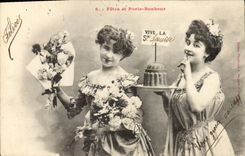 Vintage Postcard Imagination Woman Festivals and Carries happiness