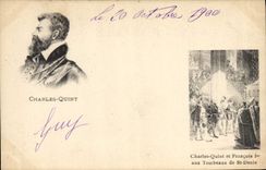 CPA Charles Quint et Francois 1er aux tombeaux de St Denis