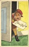 CPA Chien Chiens Chiot Bonne fete