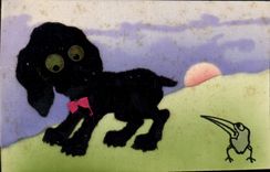 CPA Chien Chiens Chiot (en tissu)